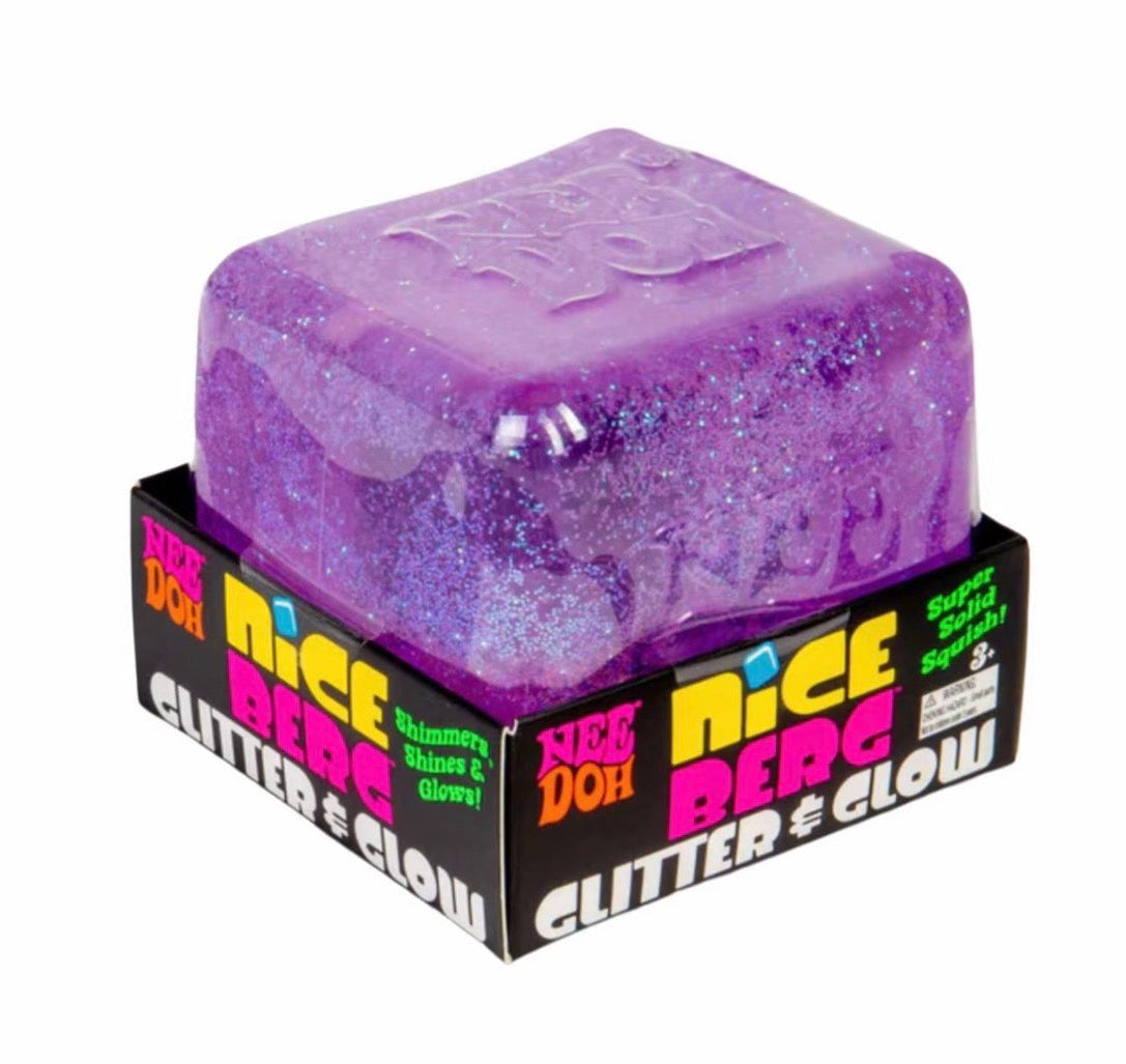 NeeDoh Niceberg Glitter & Glow Super Fidget Sensory Toy Approx 3.25 Inch (x1 Supplied)