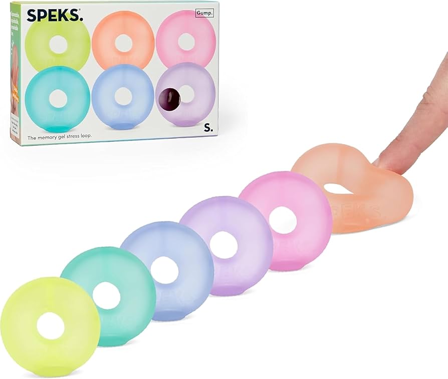 SPEKS Gump Loop Mini Multi Colour Packs - The Memory Gel Stress Ring Fidget Toy (6 Pack)