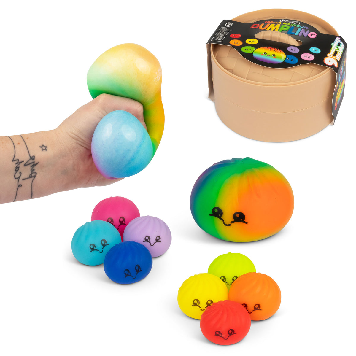 Scrunchems Mega Rainbow Dumpling Fidget Toy Set – 9 Pieces