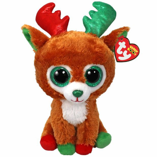 Ty Beanie Boo Tinseltoes Reindeer 6 Inch Christmas Plush Soft Toy