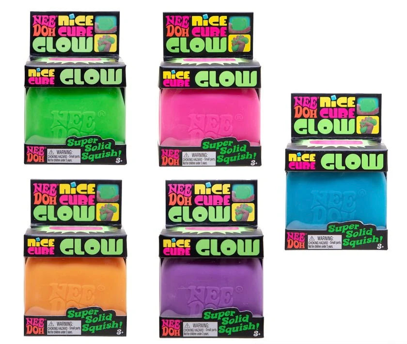 NeeDoh Nice Cube Glow Sensory Fidget Toy Approx 2.25 Inch (x1 Supplied)