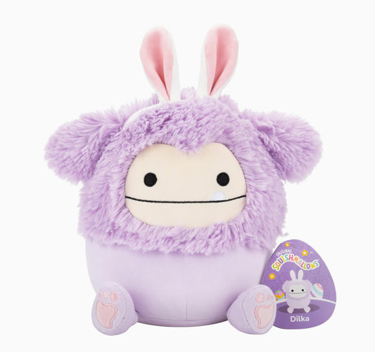 Squishmallows Dilka the Lavender Bigfoot with Bunny Ears 7.5 Inch Easter Soft Toy