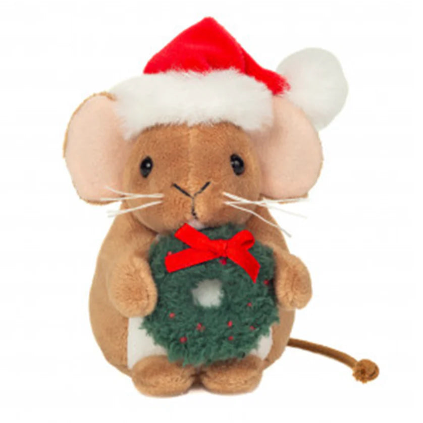 Teddy Hermann Mouse with Christmas Wreath 11cm Mini Plush Soft Toy