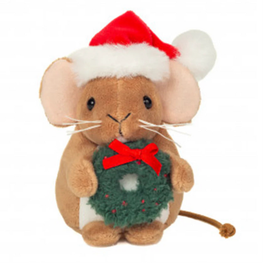 Teddy Hermann Mouse with Christmas Wreath 11cm Mini Plush Soft Toy