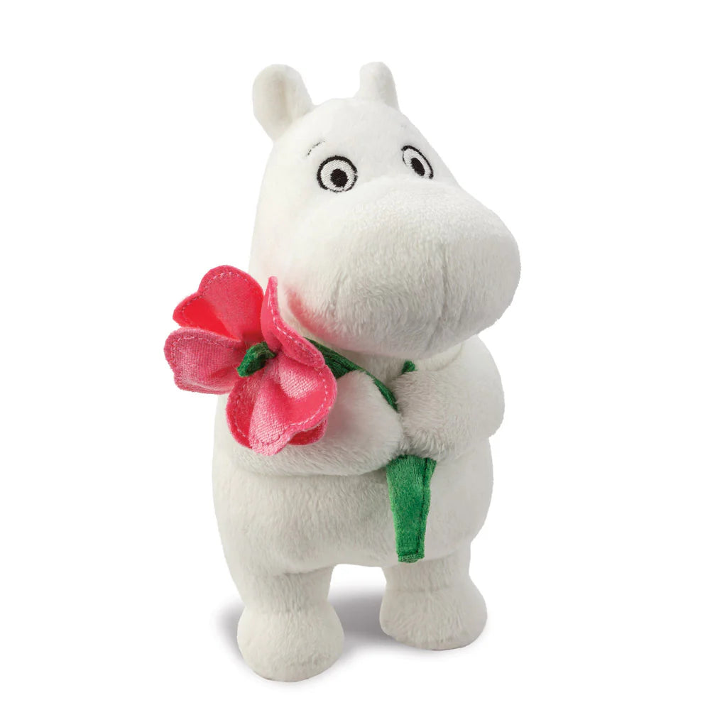 Moomin Standing with Pink Flower Plush Soft Toy 17cm