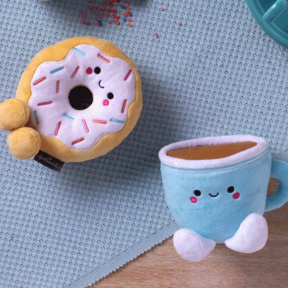 Hallmark Better Together Doughnut & Coffee Magnetic Plush Soft Toy Pair