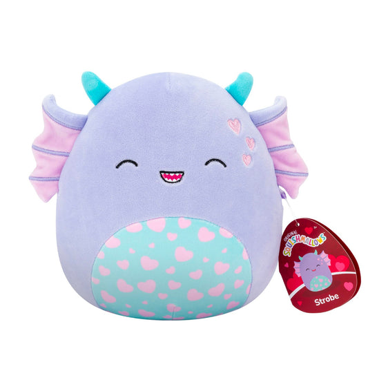 Squishmallows Valentines Strobe the Purple Swamp Monster With Hearts 7.5 Inch Plush Soft Toy