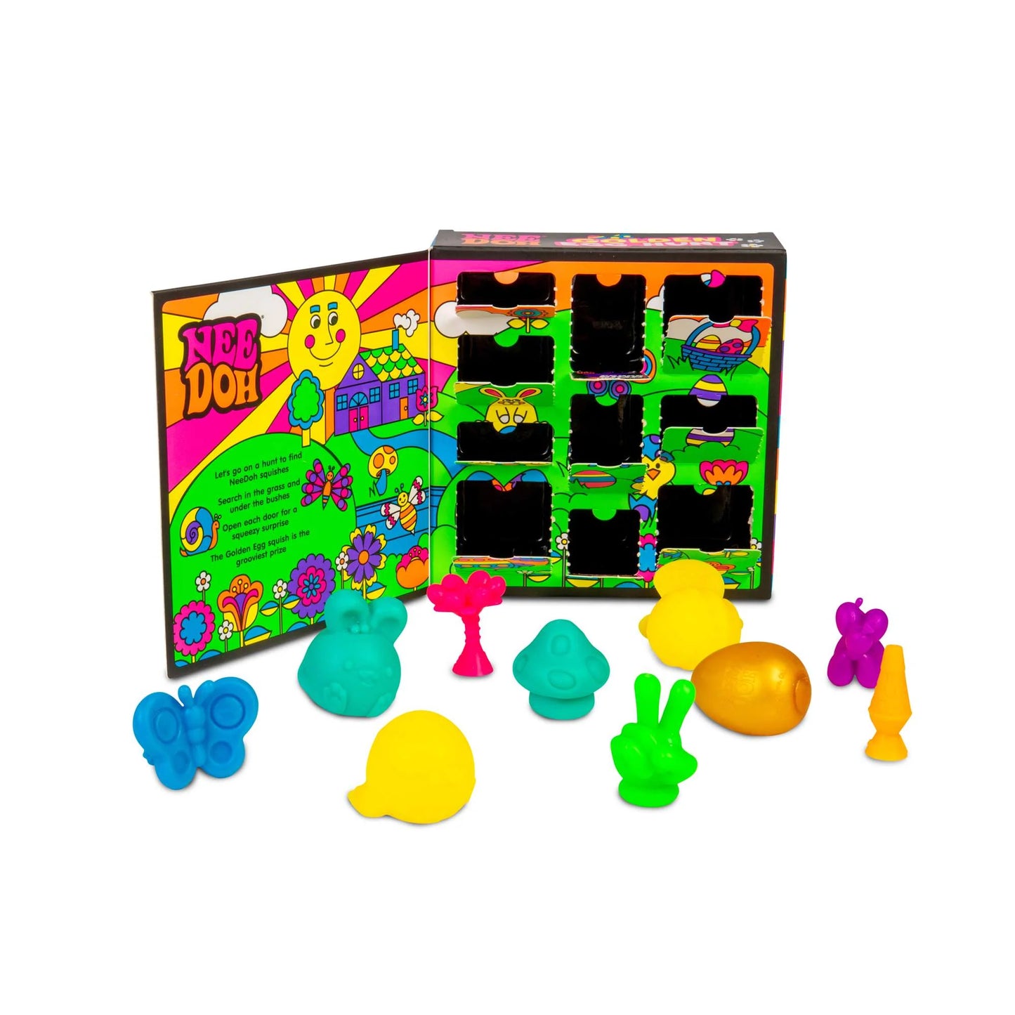 NeeDoh Golden Egg Hunt- Kids' Easter Fidget Toy Box with Mystery Doors