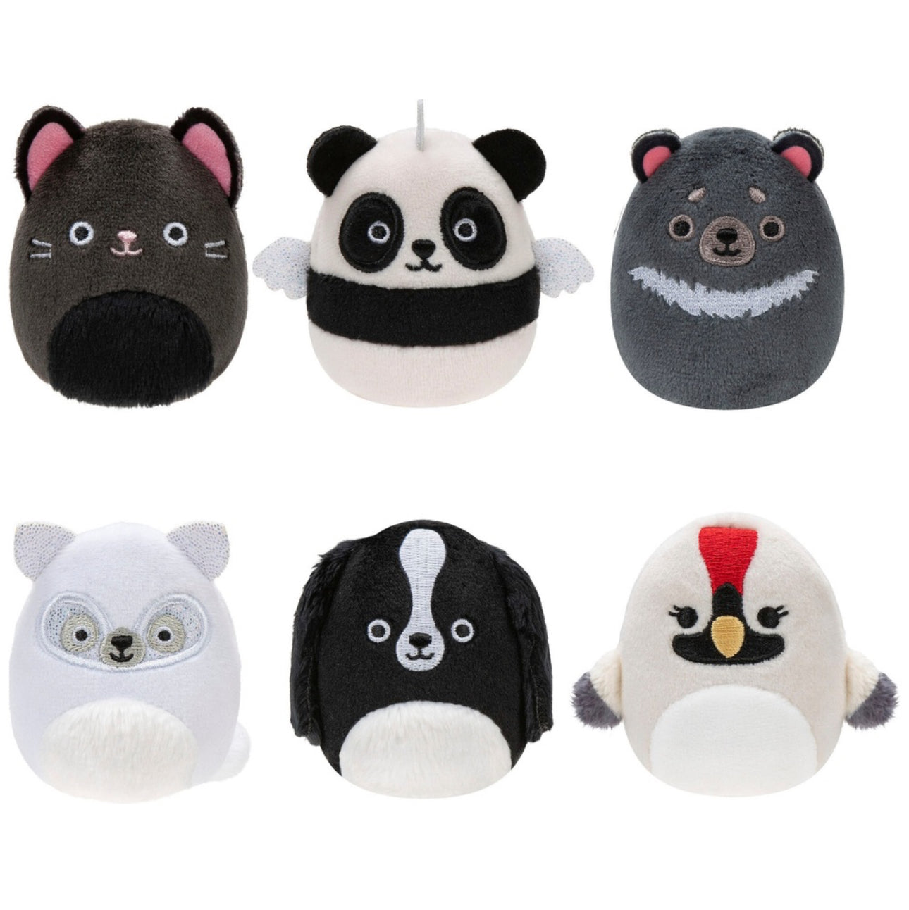 Squishville Squishmallows Black and White Squad 6 Pack 2 Inch Mini Plush Soft Toys