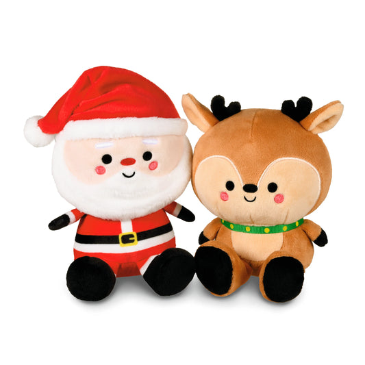 Hallmark Better Together Santa & Reindeer Magnetic Christmas Plush Soft Toy Pair