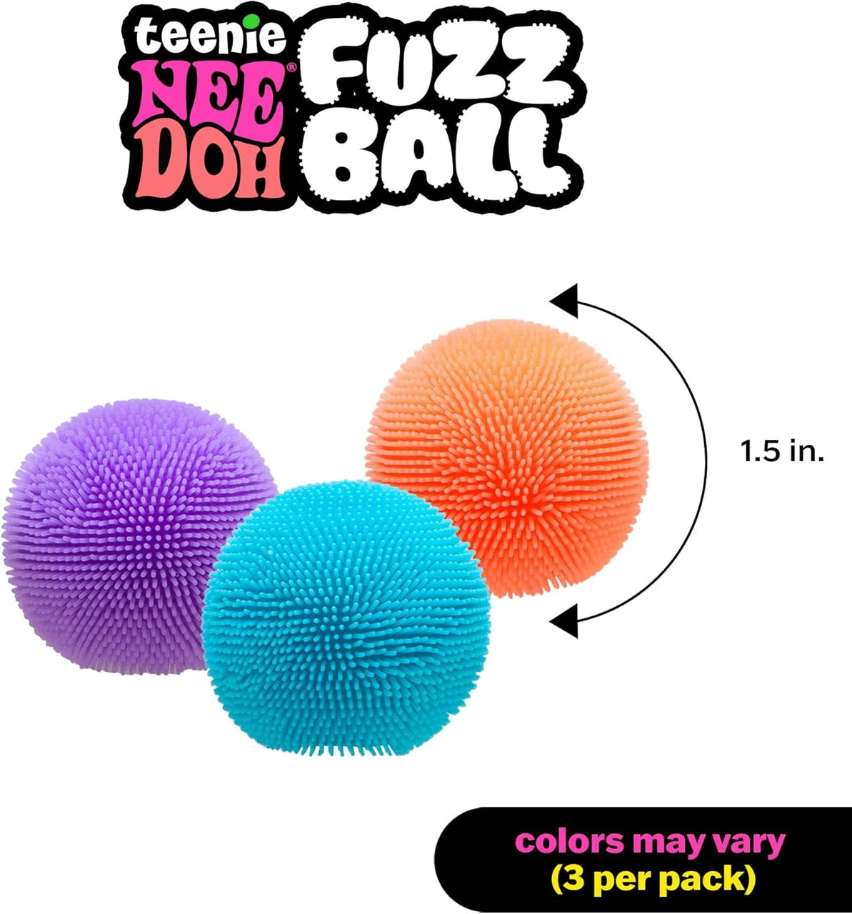 NeeDoh Teenie Fuzz Ball Sensory Fidget Toy 3 Pack (Colours Vary)
