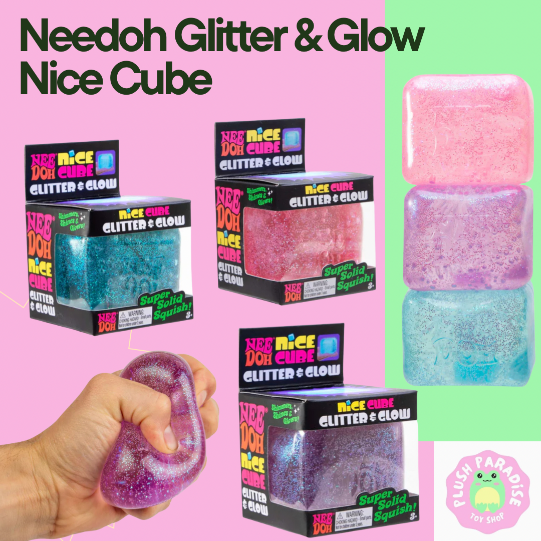 NeeDoh Glitter and Glow Nice Cube Sensory Fidget Toy Approx 2.25 Inch (x1 Supplied)