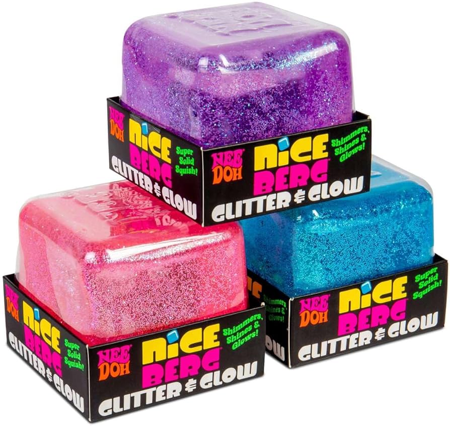 NeeDoh Niceberg Glitter & Glow Super Fidget Sensory Toy Approx 3.25 Inch (x1 Supplied)