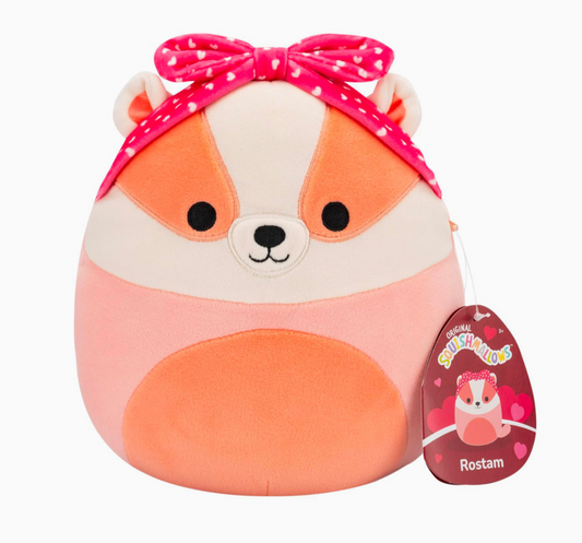 Squishmallows Valentines Rostam the Peach Badger 7.5 Inch Plush Soft Toy