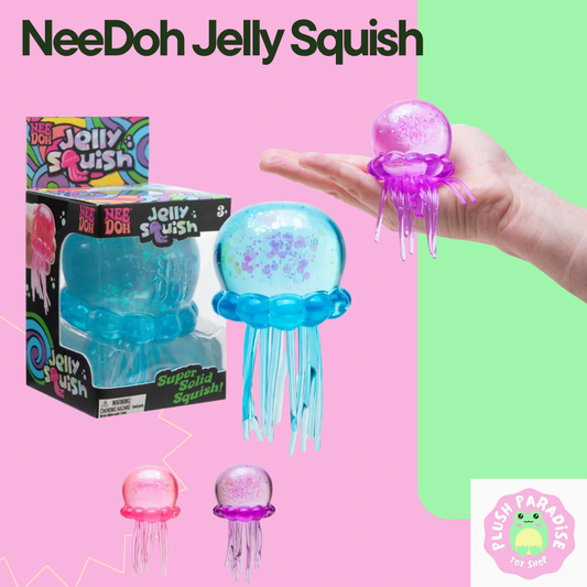 NeeDoh Jelly Squish Stretchy Jellyfish Toy with Glitter Filling Sensory Fidget Toy (x1 Supplied)