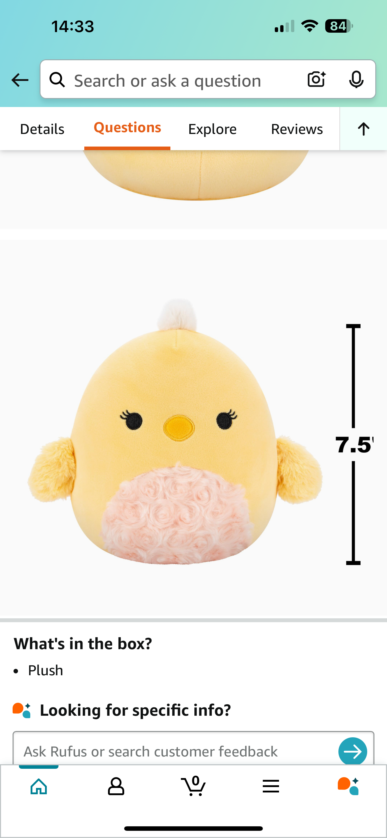 Squishmallows Aimee the Yellow Chick 7.5 Inch Easter Soft Toy