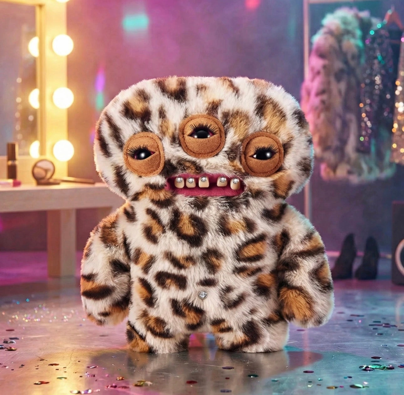Fuggler Baddies Annoyed Alien Leopard Funny Ugly Monster Plush Soft Toy (Approx 9 Inch)