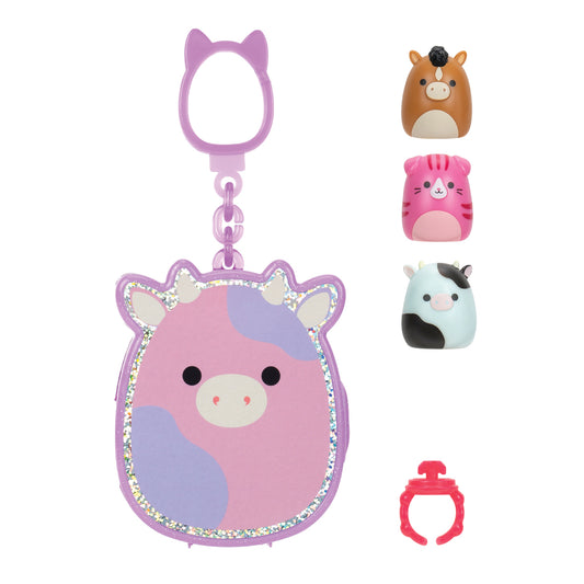 Squishmallows Squish-a-Longs Clip-a-Longs Bag Clip with 3 Mystery Mini Squish Figures (Styles Vary x1 Pack Supplied)