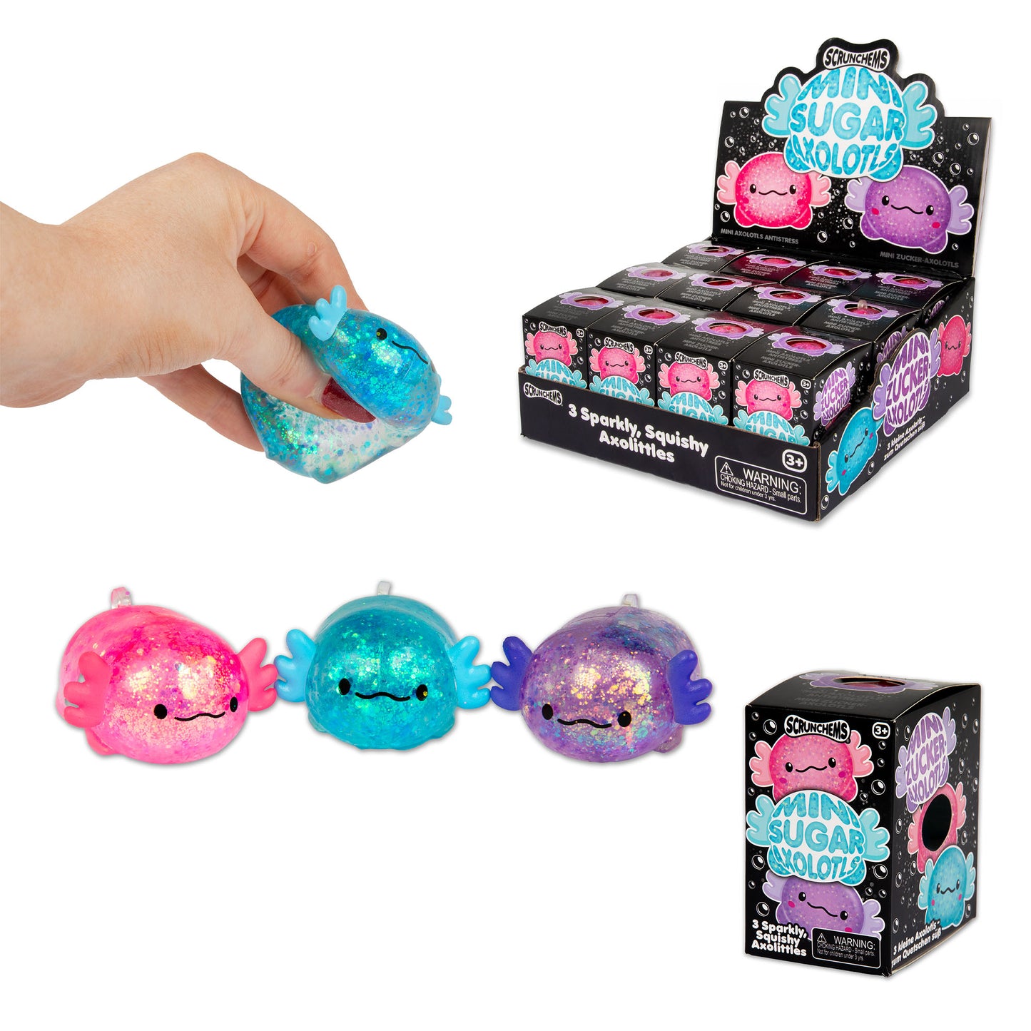 Scrunchems Mini Sugar Axolotls Fidget Toys (3 Pack)