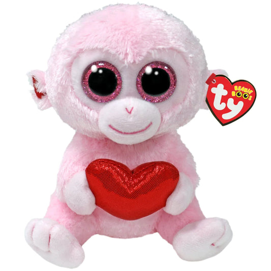 Ty Beanie Boo Gigi the Monkey 6 Inch Valentines Plush Soft Toy