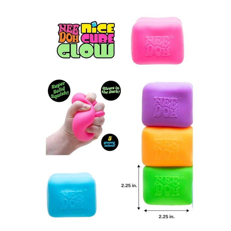 NeeDoh Nice Cube Glow Sensory Fidget Toy Approx 2.25 Inch (x1 Supplied)