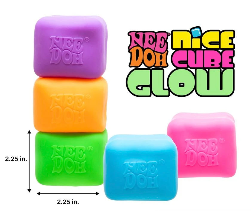 NeeDoh Nice Cube Glow Sensory Fidget Toy Approx 2.25 Inch (x1 Supplied)