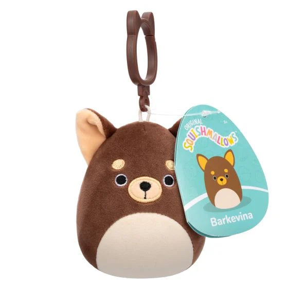 Squishmallows Barkevina the Dog 3.5 Inch Clip On Keychain