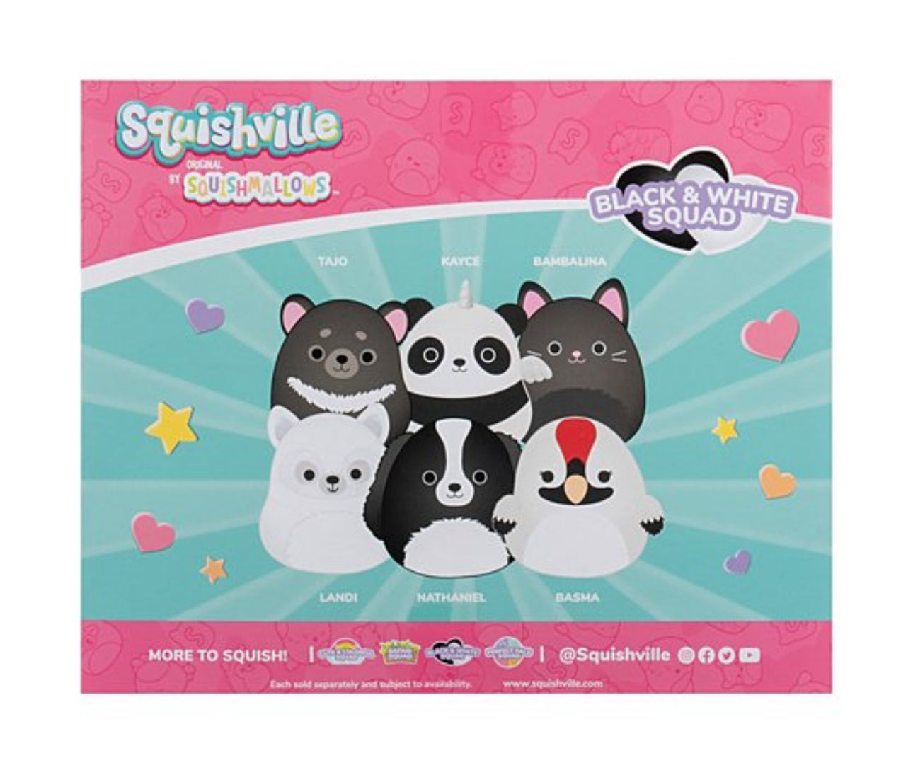 Squishville Squishmallows Black and White Squad 6 Pack 2 Inch Mini Plush Soft Toys