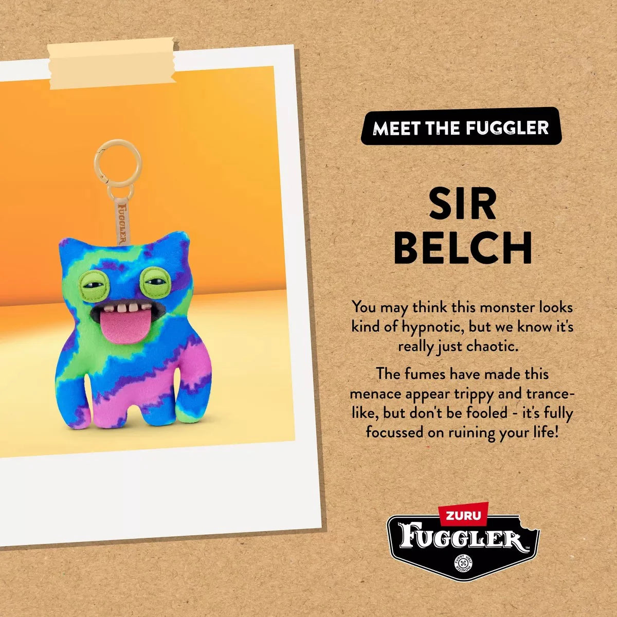 Fuggler Sir Belch Keyring Bag Charm Funny Ugly Monster Plush Soft Toy Approx 5 Inch Series 6 (x1 Supplied)