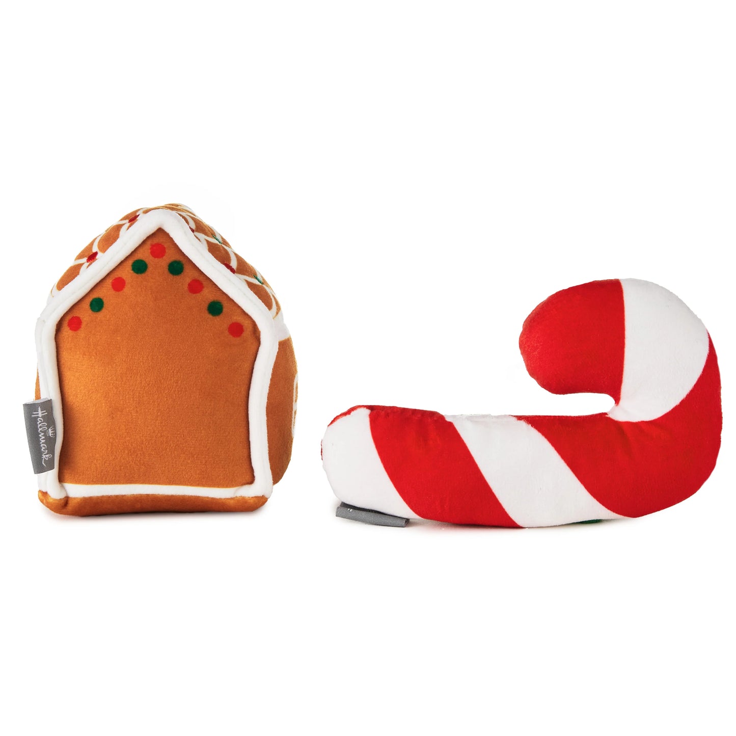 Hallmark Better Together Gingerbread House and Candy Cane Magnetic Christmas Plush Soft Toy Pair