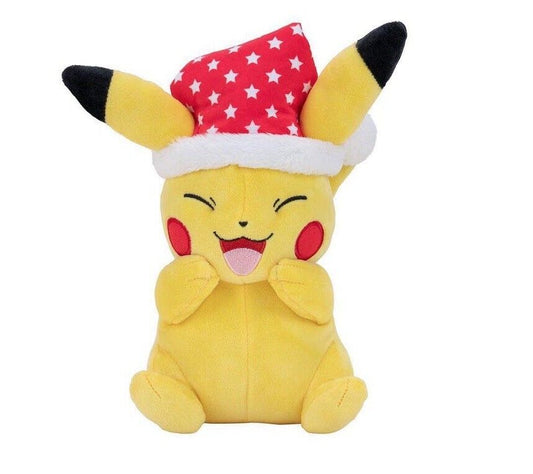 Pokémon Holiday Pikachu With Star Print Santa Hat 8 Inch Plush Soft Toy