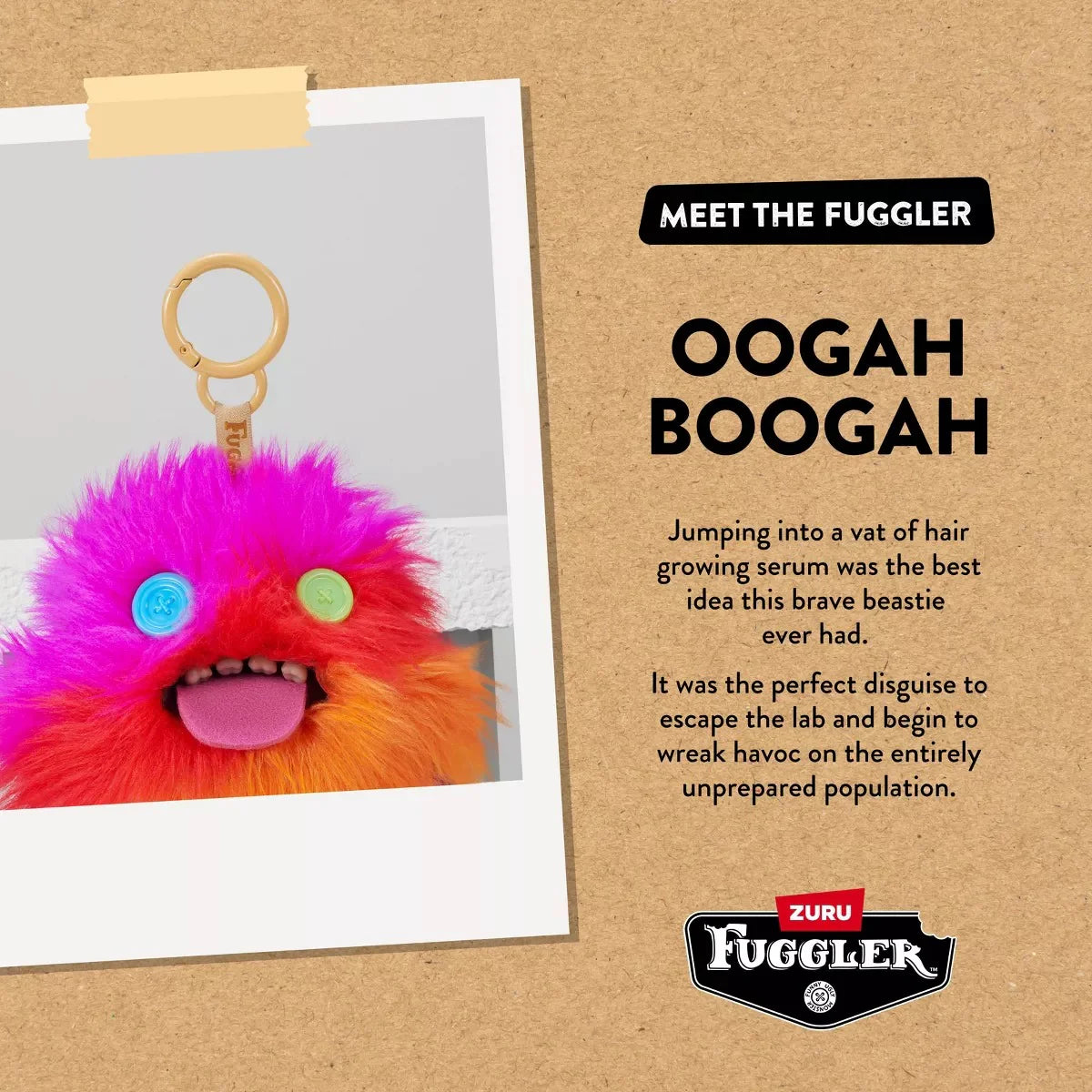 Fuggler Oogah Boogah Keyring Bag Charm Funny Ugly Monster Plush Soft Toy Approx 5 Inch Series 6 (x1 Supplied)