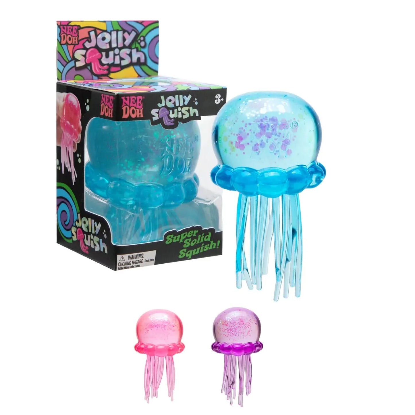 NeeDoh Jelly Squish Stretchy Jellyfish Toy with Glitter Filling Sensory Fidget Toy (x1 Supplied)