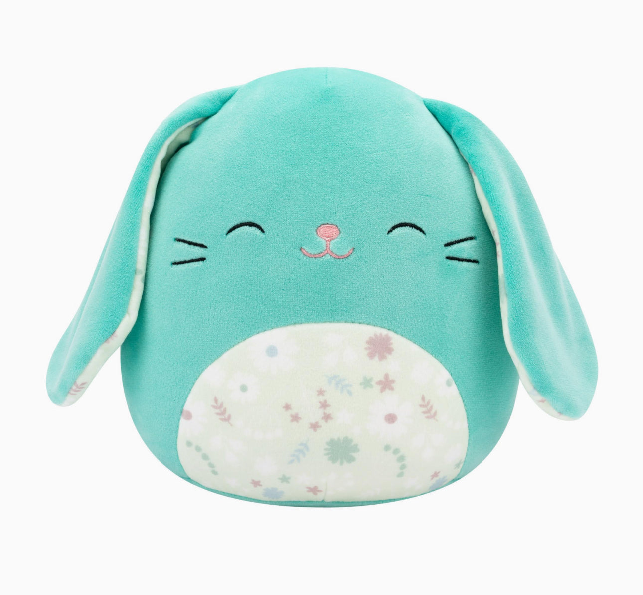 Squishmallows Regan the Turquoise Bunny with Closed Eyes and Floral Belly 7.5 Inch Easter Soft Toy