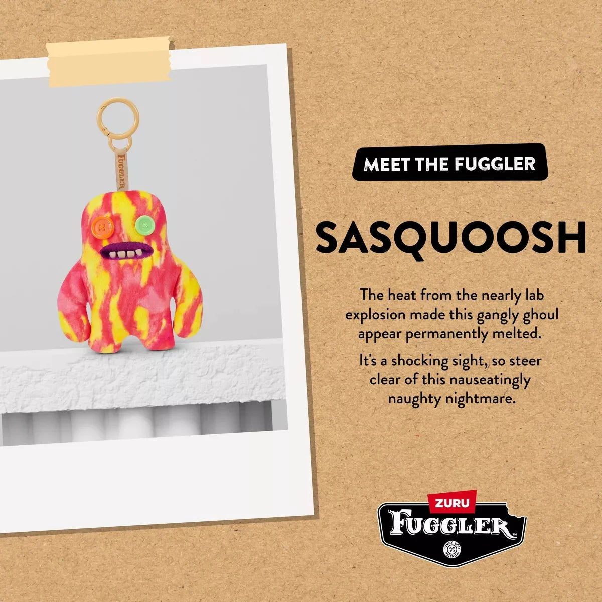 Fuggler Sasquoosh Keyring Bag Charm Funny Ugly Monster Plush Soft Toy Approx 5 Inch Series 6 (x1 Supplied)