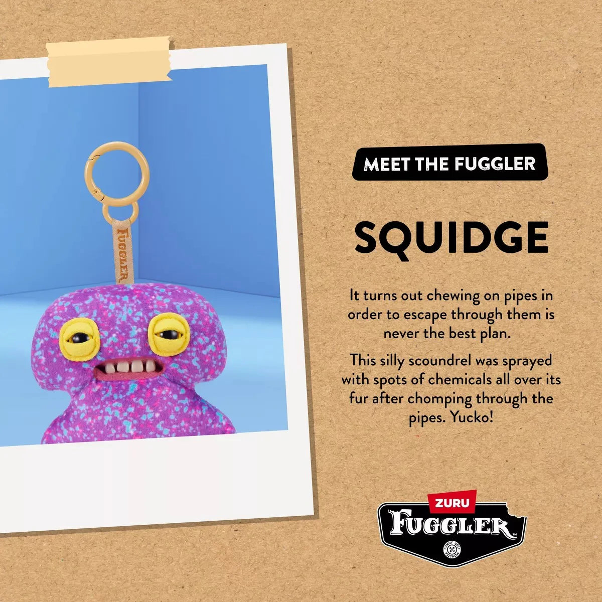 Fuggler Squidge Keyring Bag Charm Funny Ugly Monster Plush Soft Toy Approx 5 Inch Series 6 (x1 Supplied)