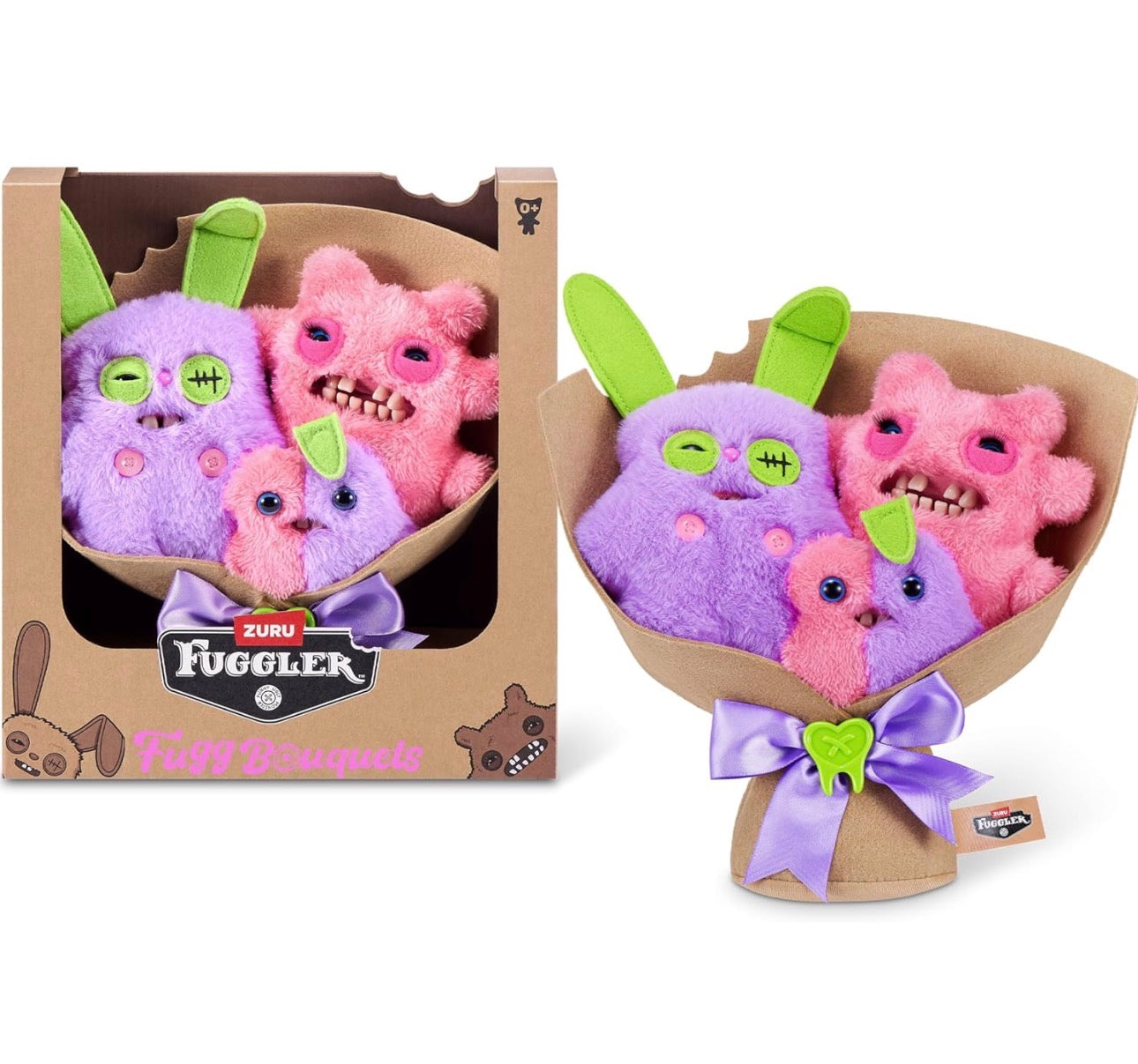Fuggler Fugg Plush Bouquet By ZURU Rabid Rabbit, Sir Nobbynuts & Nobbybits