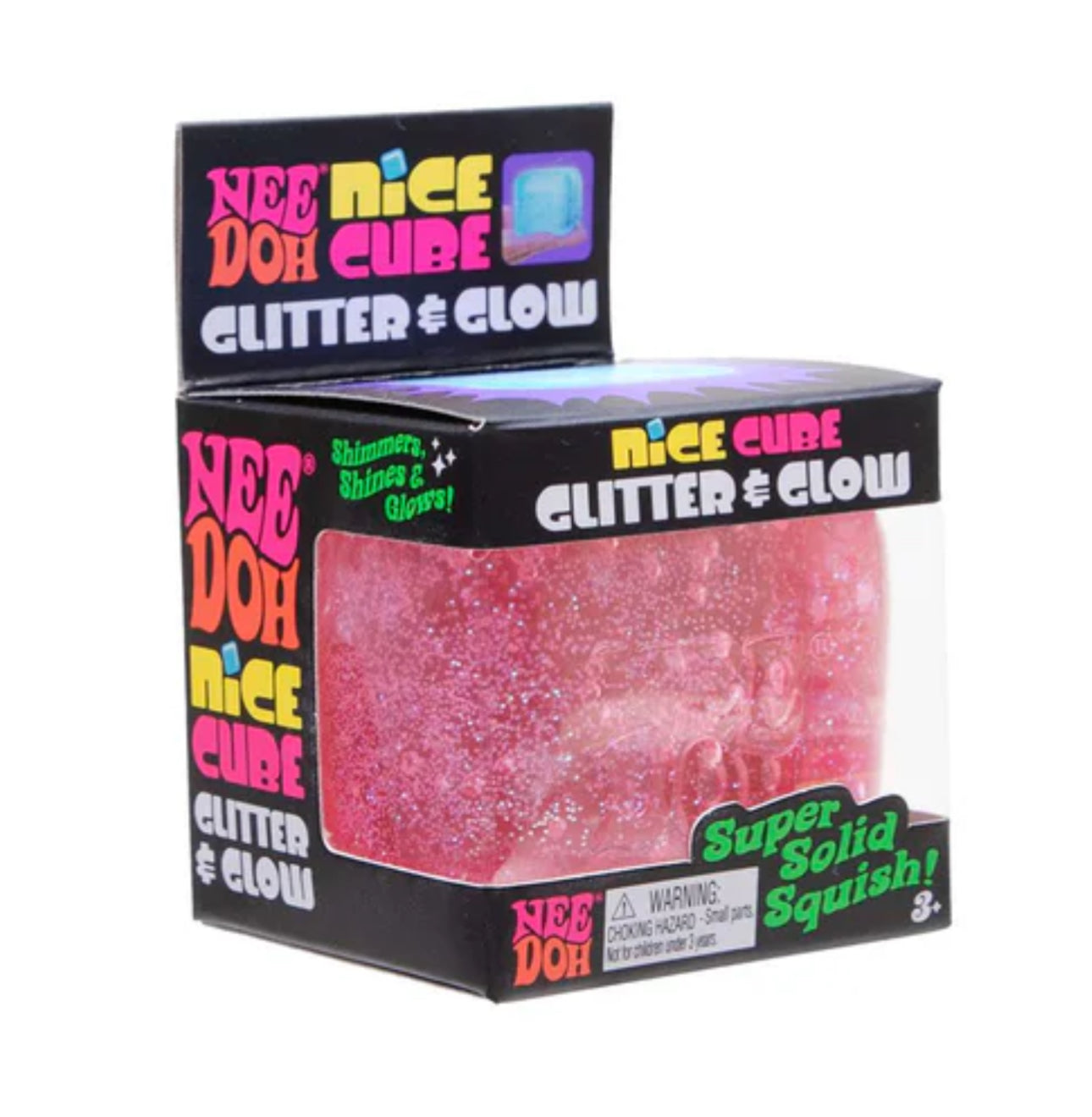 NeeDoh Glitter and Glow Nice Cube Sensory Fidget Toy Approx 2.25 Inch (x1 Supplied)