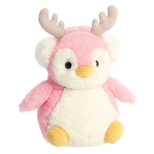 PomPom Penguin with Reindeer Antlers 18cm