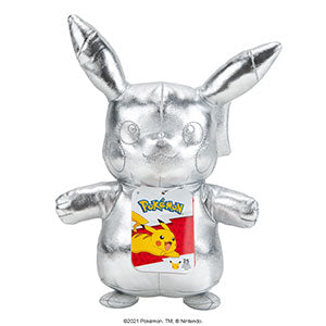 Pokémon 25th Celebration 8" Silver Pikachu Plush - Limited Edition Shiny Silver Plush Toy